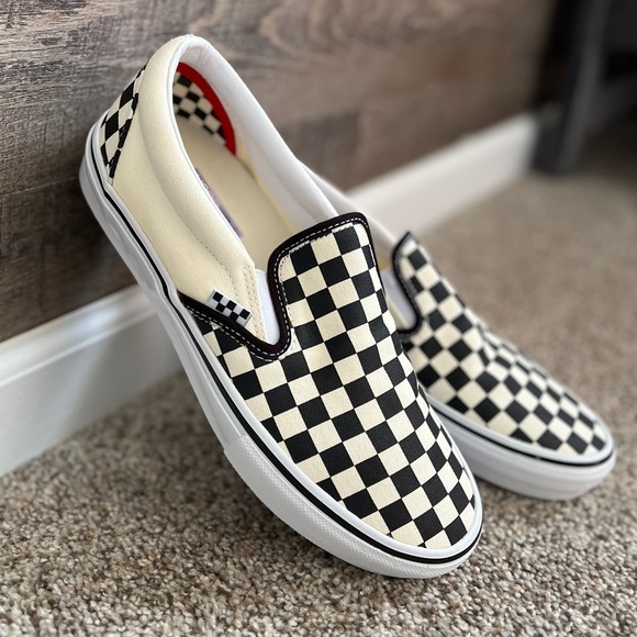 ❗️SOLD❗️Vans men shoes Classic Slip-On Checkerboard Sneakers size 10 like new - Picture 2 of 11